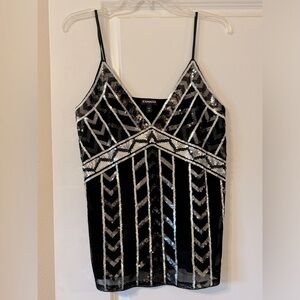 🌷Express🌷Black and silver sequin tank